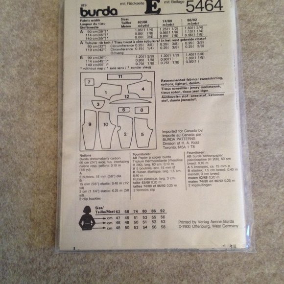 Burda Sewing Pattern #5464 Childs Romper - Picture 2 of 2